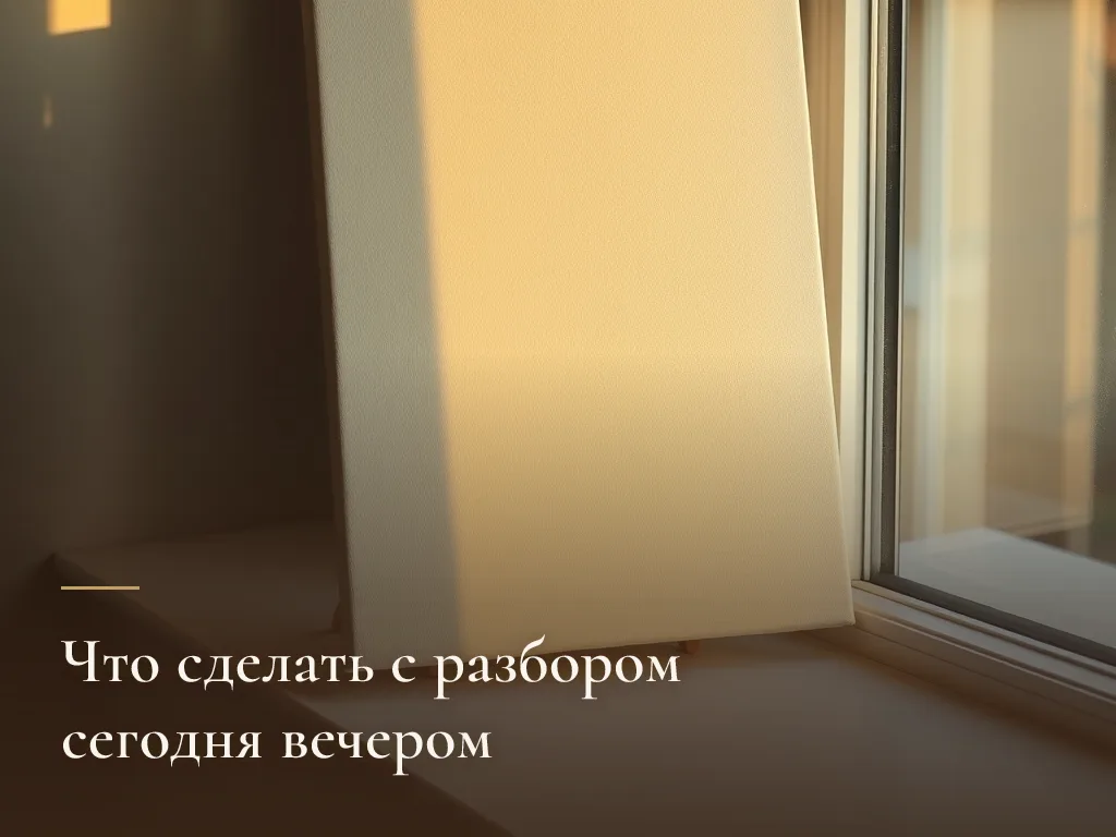 Работа стоит у окна при боковом свете — готова к съёмке