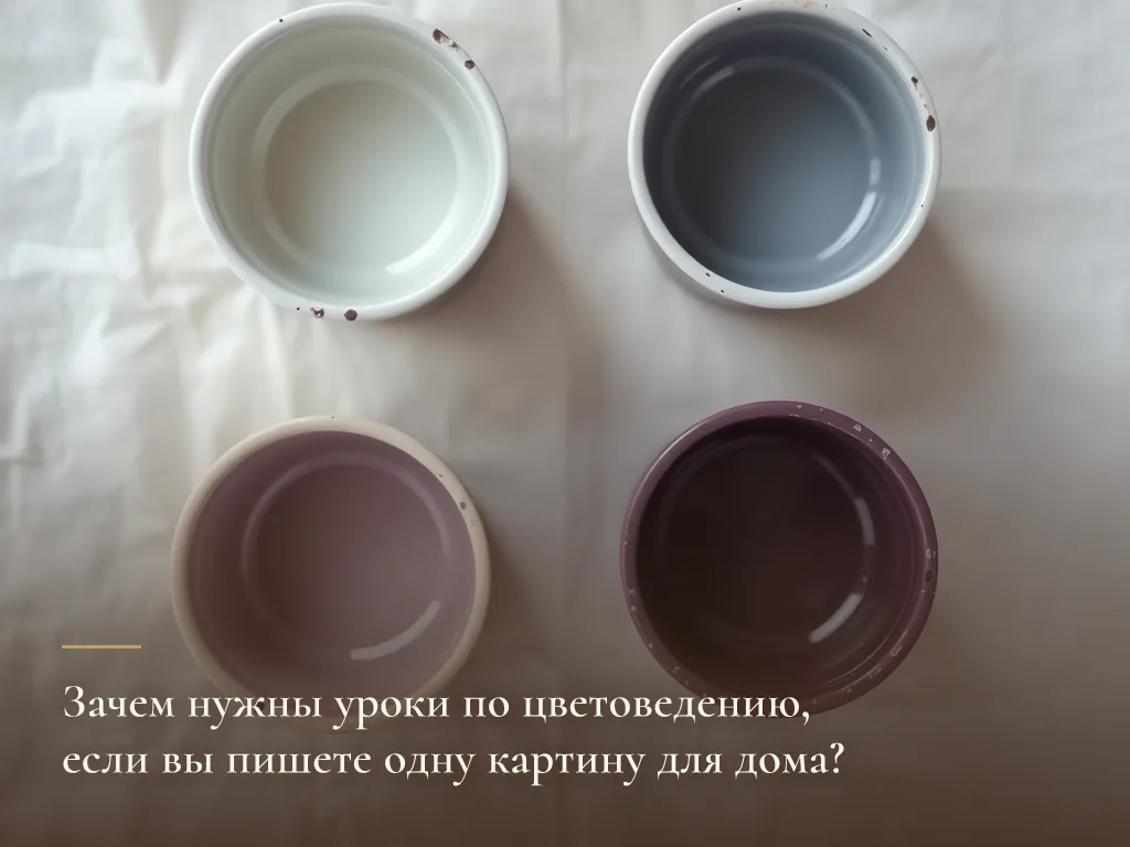 Несколько банок акриловой краски тёплых оттенков на светлом столе